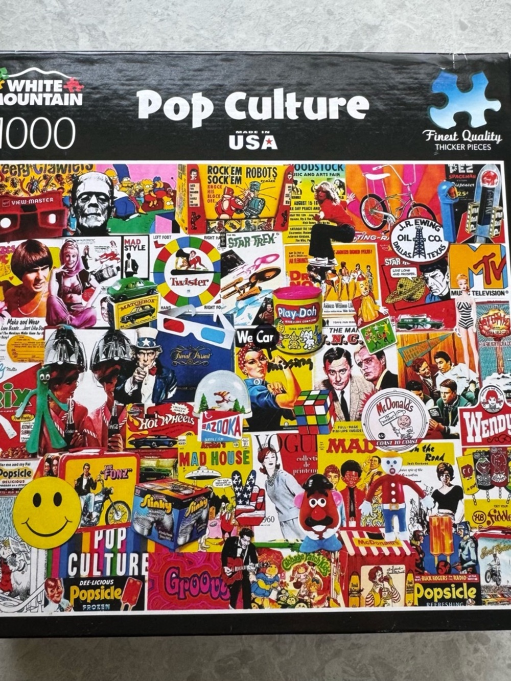 White Mountain Pop Culture Collage Puzzle - Bright Multicolor